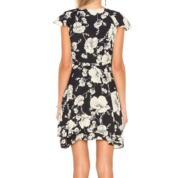 FREE PEOPLE FRENCH QUARTER MINI WRAP DRESS BLACK FLORAL PRINT | - Picture 3 of 11